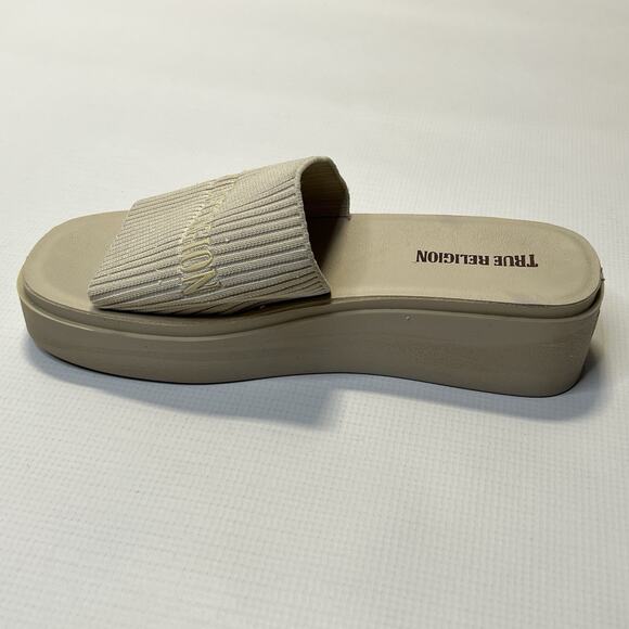 True Religion Platform Slide Sandals Jann Bone Off White FT21332 Womens Size 9 - Picture 4 of 10